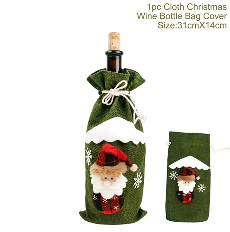 Natal garrafa de vinho capa feliz natal decorações para casa 2025 navidad noel natal ornamentos presente de natal feliz ano novo 2026