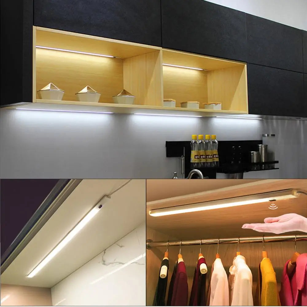 Barra de Luz LED em Perfil de Alumínio 30cm 40cm 50cm Iluminação Interna Luminária para Cozinha Armário Decoração de Natal Luzes de Fundo para Parede