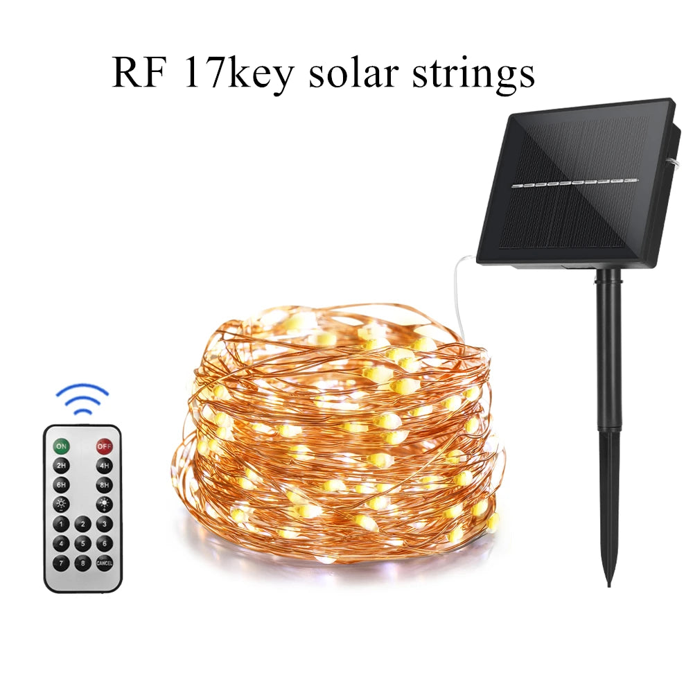 Led ao ar livre solar lamps10m/20m/30m/50m leds luzes da corda de fadas feriado festa natal guirlandas jardim solar à prova dwaterproof água luz