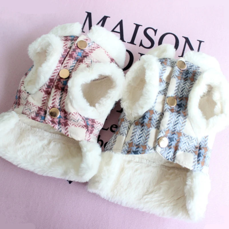 Inverno quente roupas para animais de estimação xadrez listra impressão jaqueta para cães pequenos chihuahua yorkshire gatinho filhote de cachorro roupas ropa perro