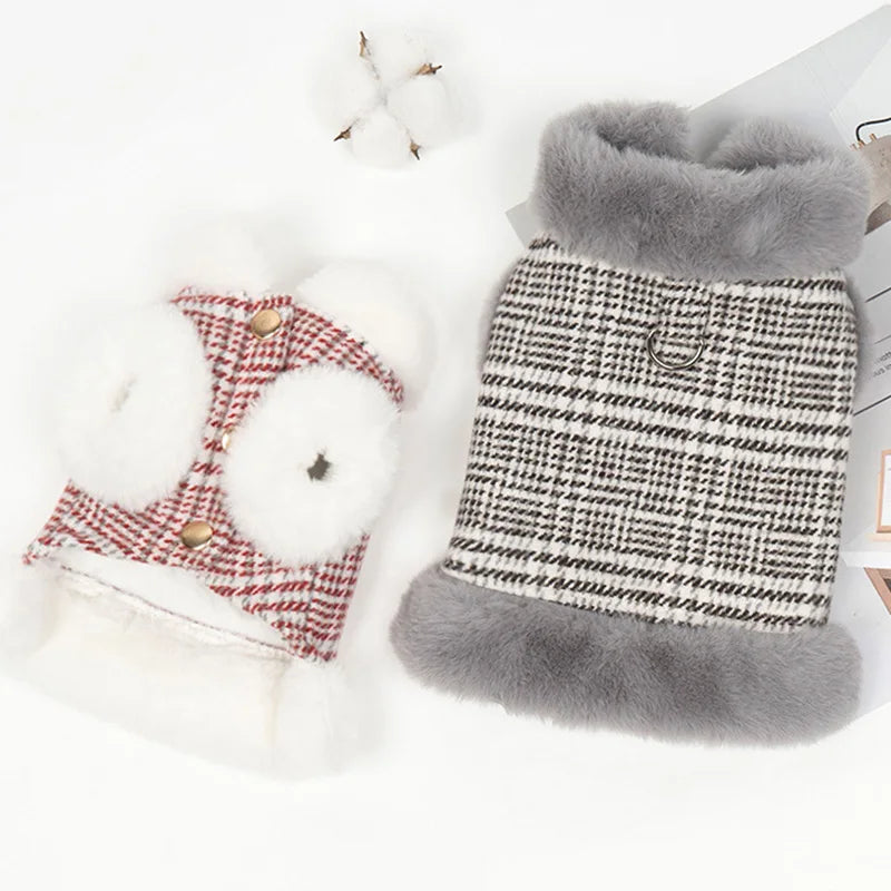 Inverno quente roupas para animais de estimação xadrez listra impressão jaqueta para cães pequenos chihuahua yorkshire gatinho filhote de cachorro roupas ropa perro