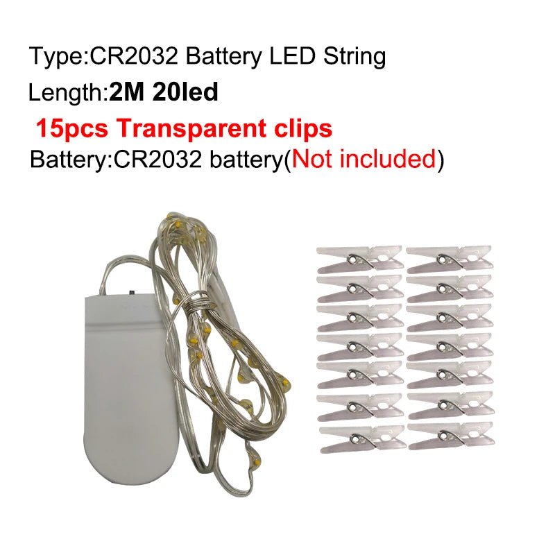 LED String Lights Photo Clip USB Bateria Operado Guirlanda Fada Lâmpada Decoração De Natal Feriado Festa De Casamento Xmas Iluminação