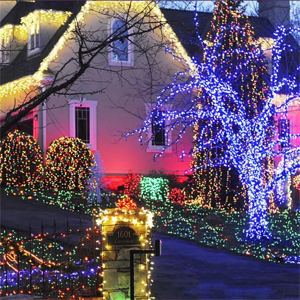 Natal ao ar livre led luzes da corda 100m 50m 30m 20 10 5m luces decoracion luz de fadas luzes do feriado iluminação árvore guirlanda