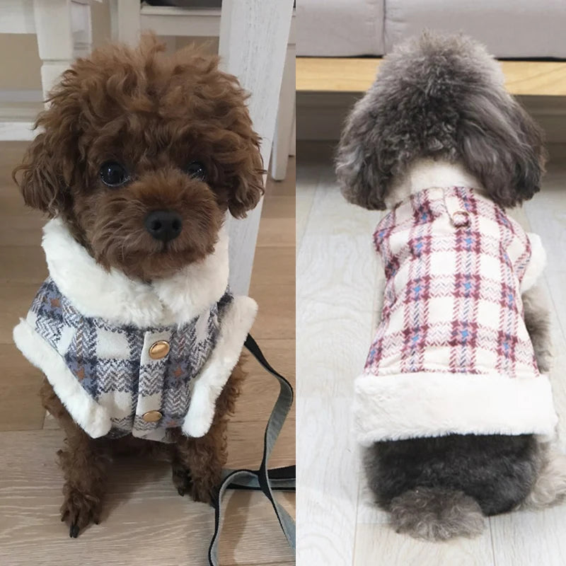Inverno quente roupas para animais de estimação xadrez listra impressão jaqueta para cães pequenos chihuahua yorkshire gatinho filhote de cachorro roupas ropa perro