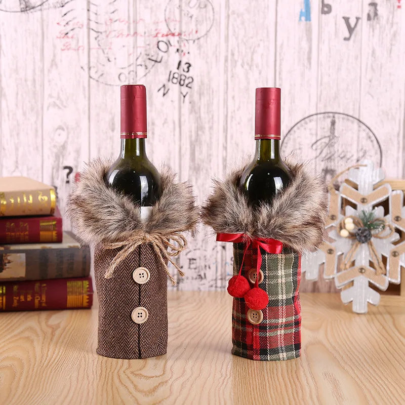 Natal garrafa de vinho capa feliz natal decorações para casa 2025 navidad noel natal ornamentos presente de natal feliz ano novo 2026