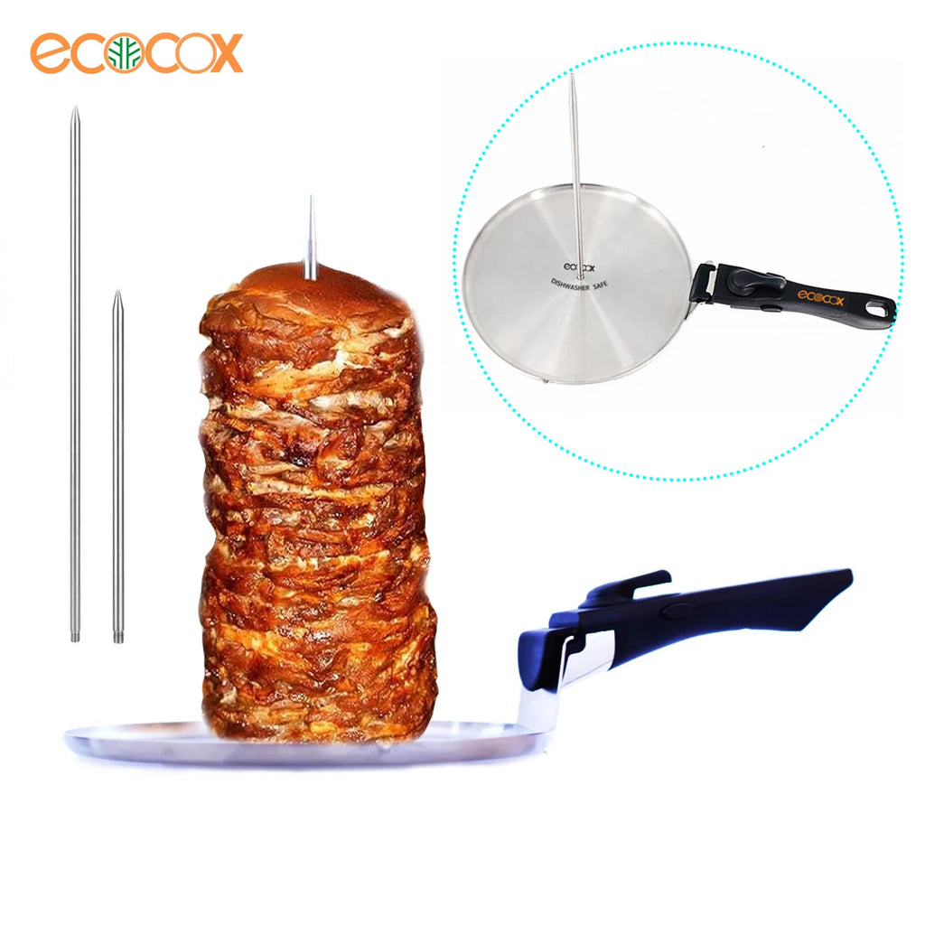 Detachable Handle Grill Skewers BBQ Vertical Skewer Heat Resistant Barbecue Set 304 Stainless Steel 10inch Pan 2 Sticks Factory