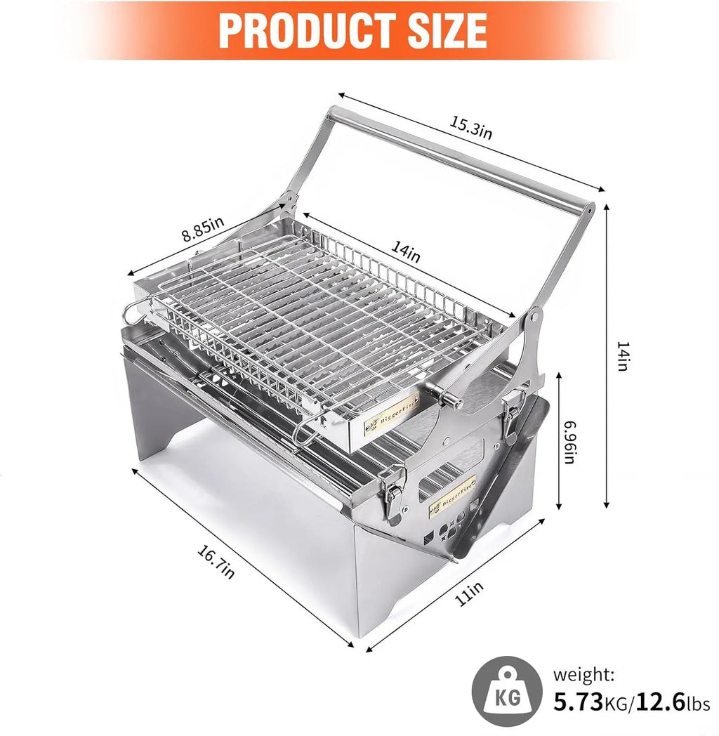 Explosive Outdoor Multifunctional Removable Flip Stainless Steel Charcoal Grill Grill Tray Combo for Fish Household