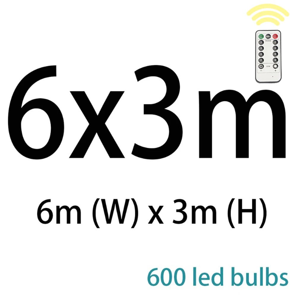 Cortina de led luzes da corda natal luzes de fadas guirlanda para o ano novo casa pátio festa casamento casa decoração ao ar livre - Kasa & Pet