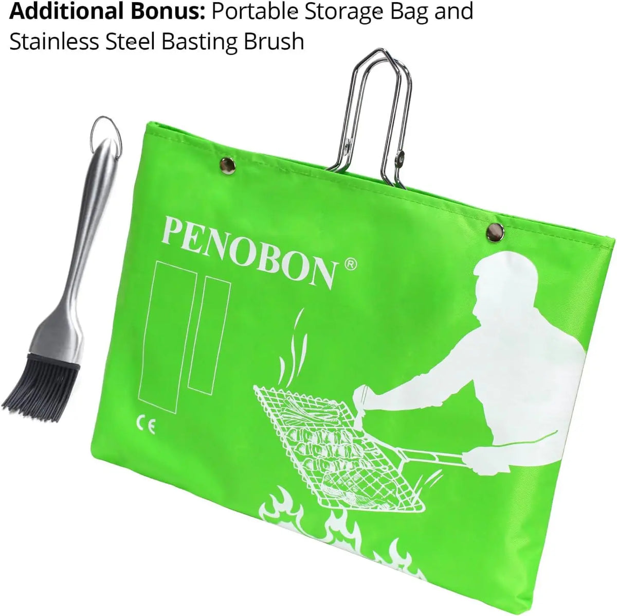 Penobon Stainless Steel Professional BBQ Utensil Set Non-Stick Grilling Surface Heat Resistant Piezo Ignition Flame Safety