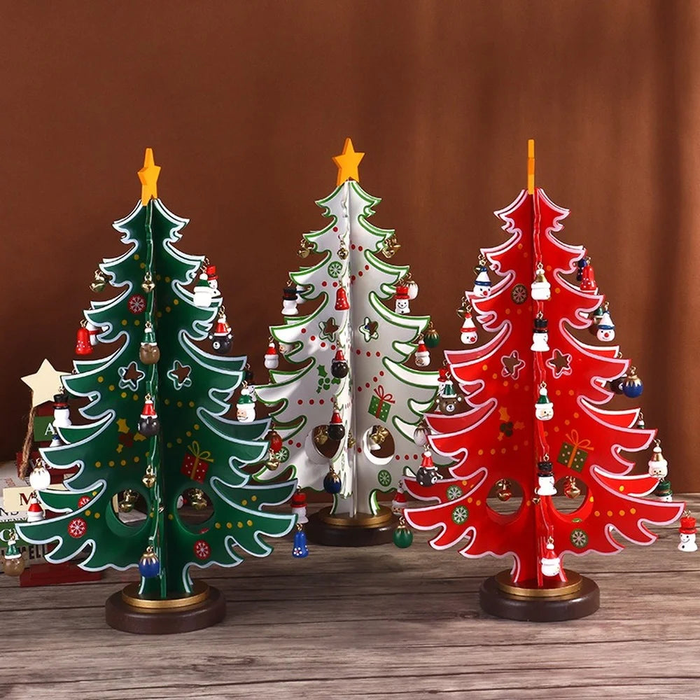 Árvore De Natal De Madeira Decoração Desktop, Brinquedo De Mão, DIY, Montagem, Criativo, Casa, Novo