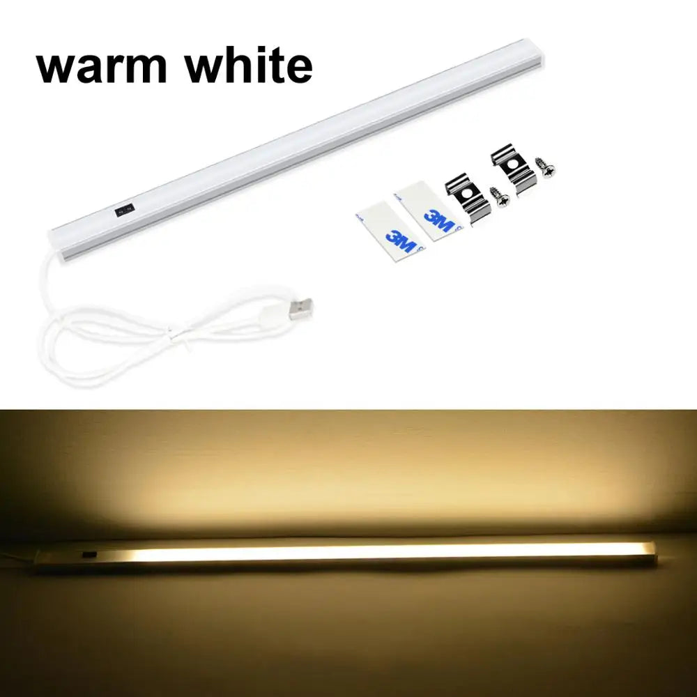 Barra de Luz LED em Perfil de Alumínio 30cm 40cm 50cm Iluminação Interna Luminária para Cozinha Armário Decoração de Natal Luzes de Fundo para Parede