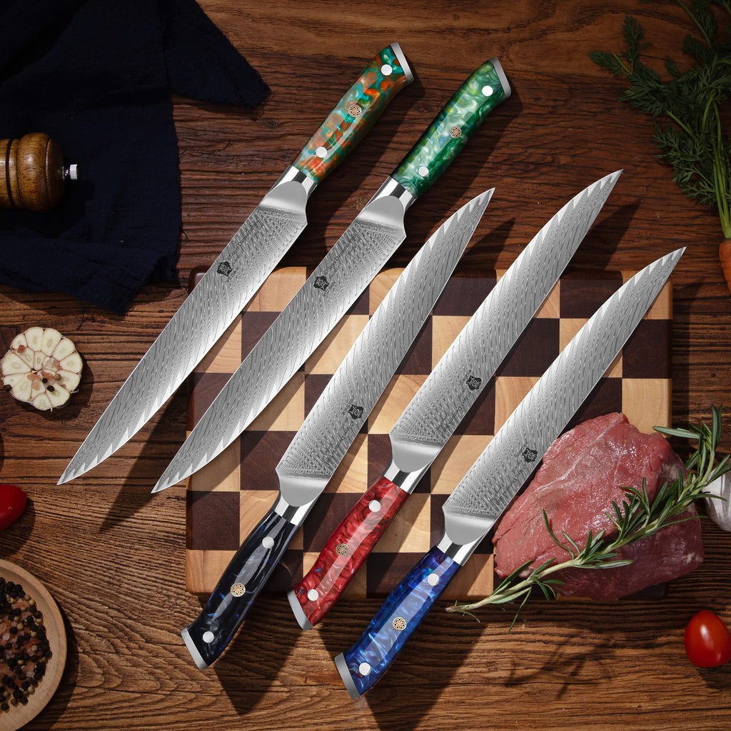 WILDMOK 9 Inch Damascus VG10 High Carbon Stainless Steel Meat Fruit Cutting Kitchen Slicing Knife with Resin Handle