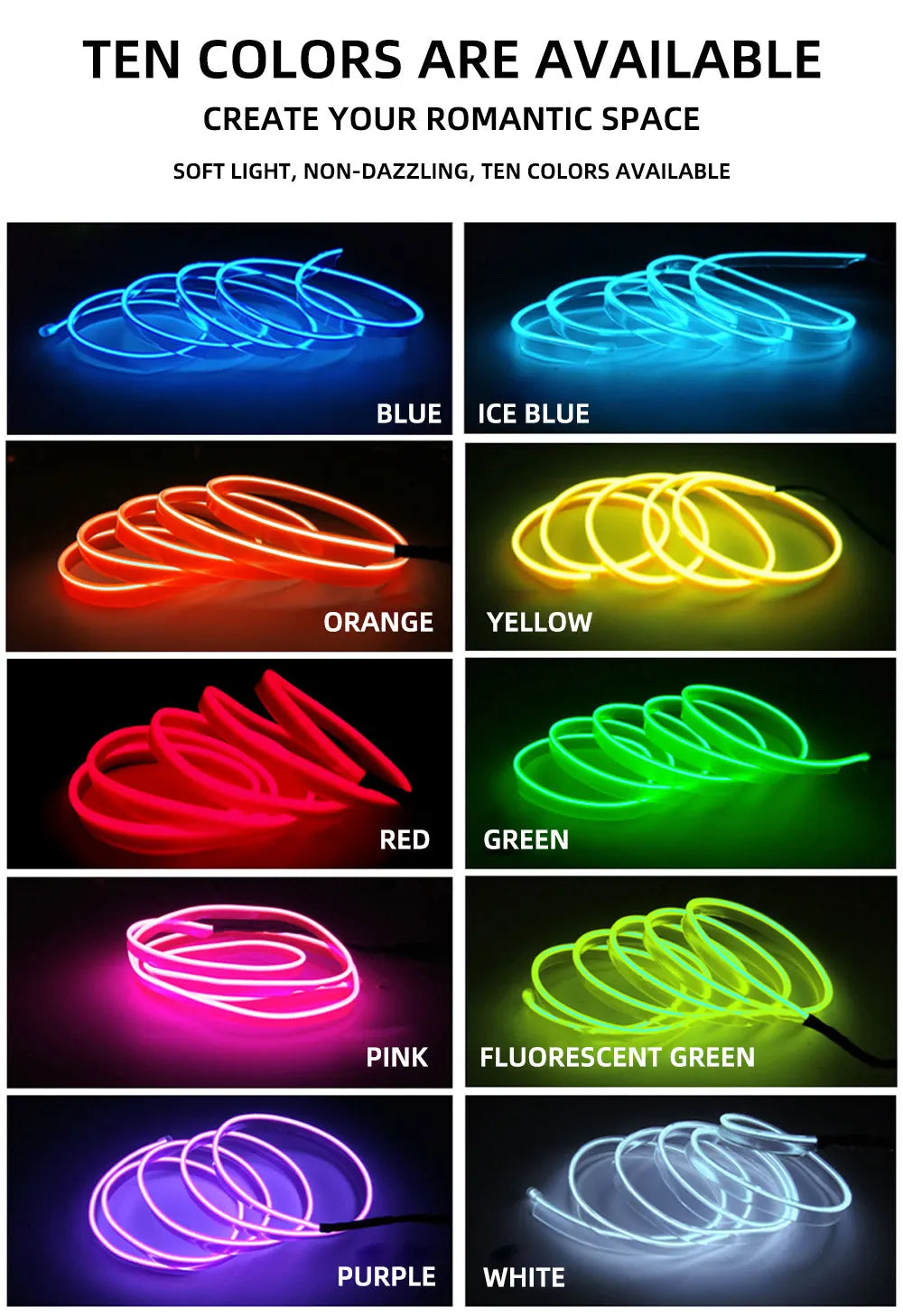 1m/2m/3m/5m interior do carro conduziu a lâmpada decorativa el fiação tira de néon para auto diy flexível luz ambiente festa atmosfera diodo usb