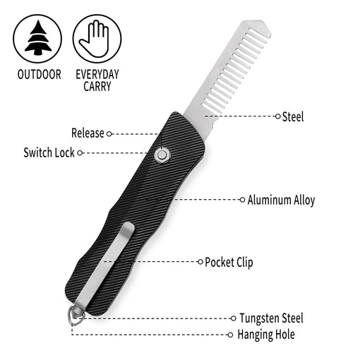 TGZUO Aluminum Alloy Folding Knife with Window Breaker Tactical EDC Pocket Knife Outdoor Emergency Survival Hunting Tool