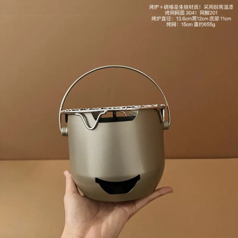 Portable Stainless Steel Korean-Style BBQ Grill Mini Outdoor Household Barbecue Stove with Carbon Tea Olive Alcohol Encirclement - Kasa & Pet