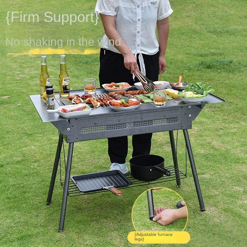 Outdoor Stainless Steel Folding Barbecue Grill New Thickened Household Charcoal Barbecue BBQ Grill for Camping Travel BBQ Grill