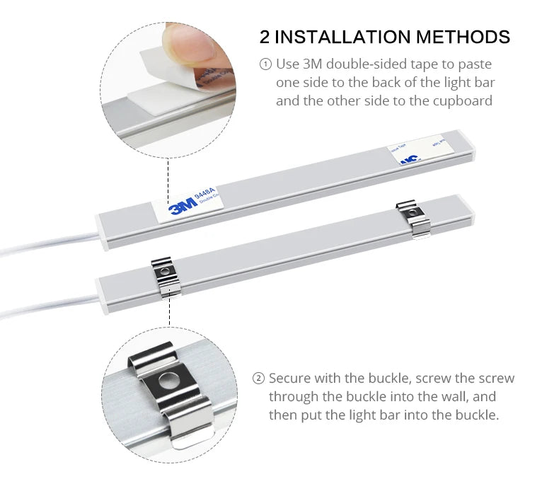 Barra de Luz LED em Perfil de Alumínio 30cm 40cm 50cm Iluminação Interna Luminária para Cozinha Armário Decoração de Natal Luzes de Fundo para Parede