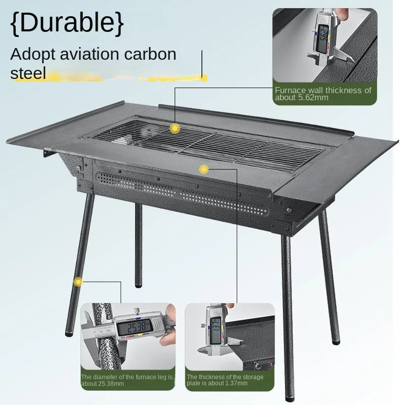 Outdoor Stainless Steel Folding Barbecue Grill New Thickened Household Charcoal Barbecue BBQ Grill for Camping Travel BBQ Grill