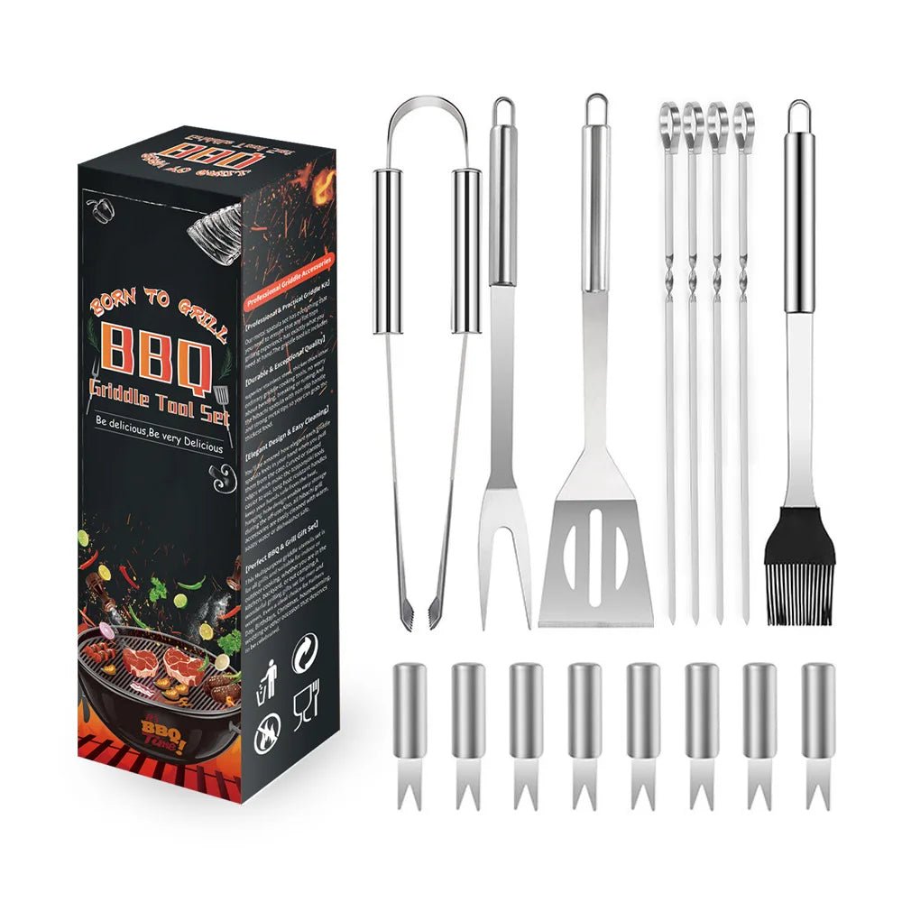 Stainless Steel Barbecue Tools Suit Paper Box Household Outdoor Portable Grill with Cleaning Brush BBQ Combination - Kasa & Pet