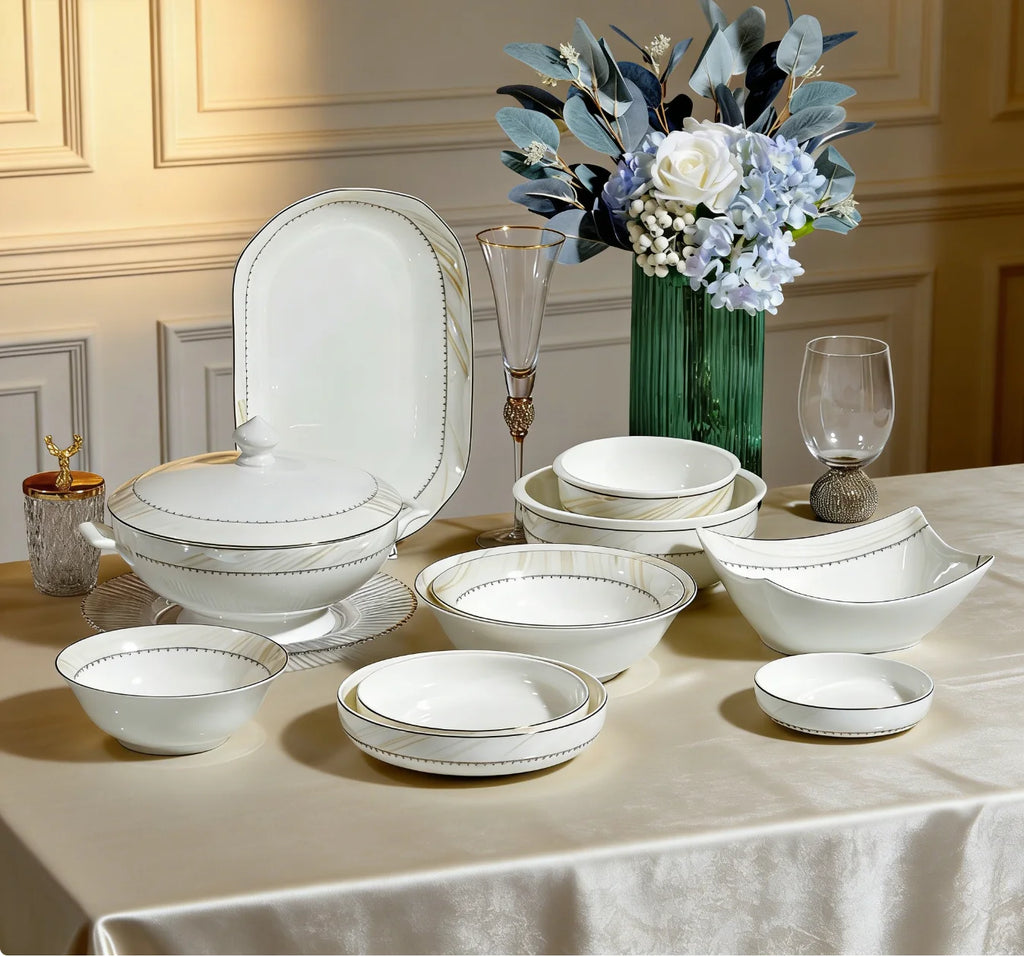 Bone China Luxury Dinnerware Sets Traditional Chinese Design Beijing Origin Complete Utensils Kit-Lightweight Dishwasher