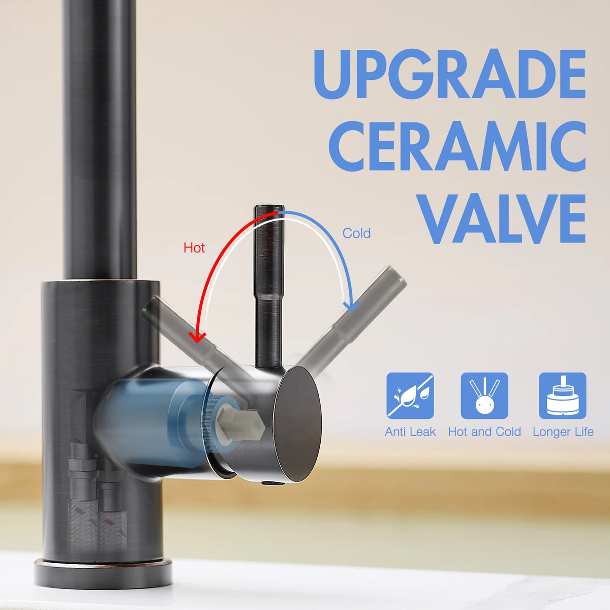 Modern Single Handle 360° Swivel Stainless Steel Waterfall Kitchen Faucet with Pull Out Sprayer Single Hole Kitchen Sink Faucet