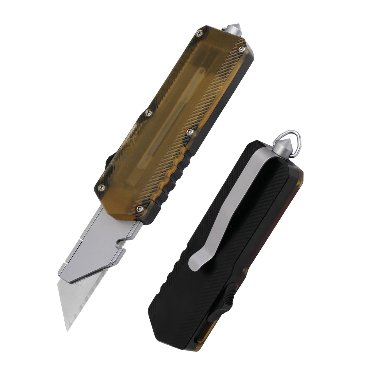 TGZUO Premium PEI Aluminum Retractable Utility Knife with Window Breaker OTF Slider Pocket Knife CNC EDC Tool Knife