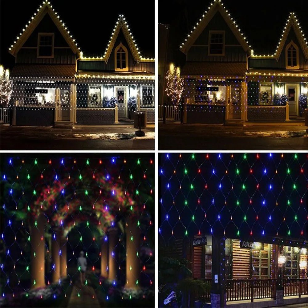 Rede de luzes de natal 6m x 4m led luzes de malha decoração do jardim ao ar livre festão rua guirlanda fada festa de natal decoração de casamento