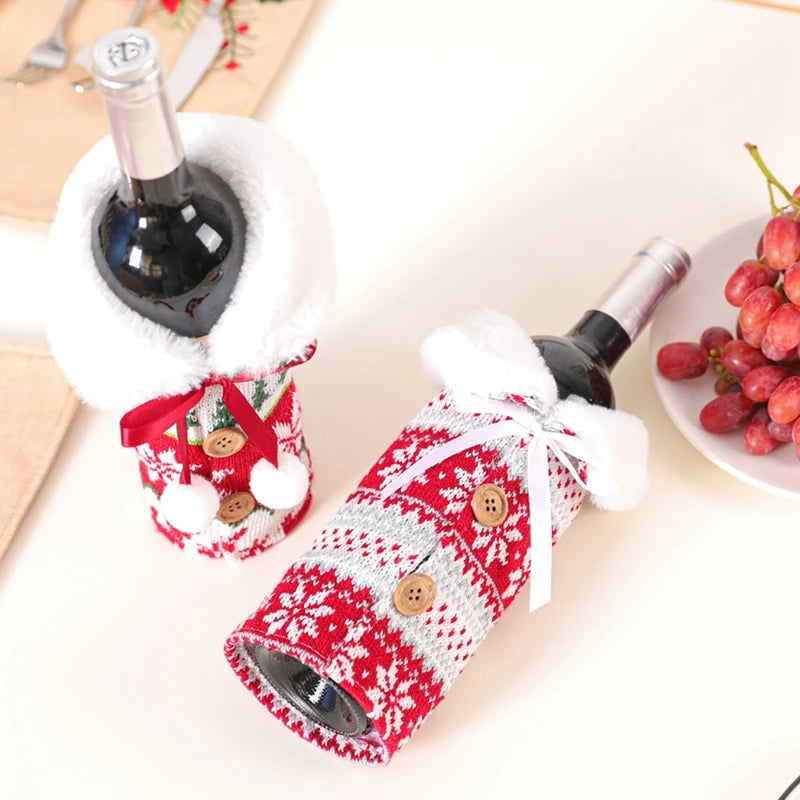 Natal garrafa de vinho capa feliz natal decorações para casa 2025 navidad noel natal ornamentos presente de natal feliz ano novo 2026