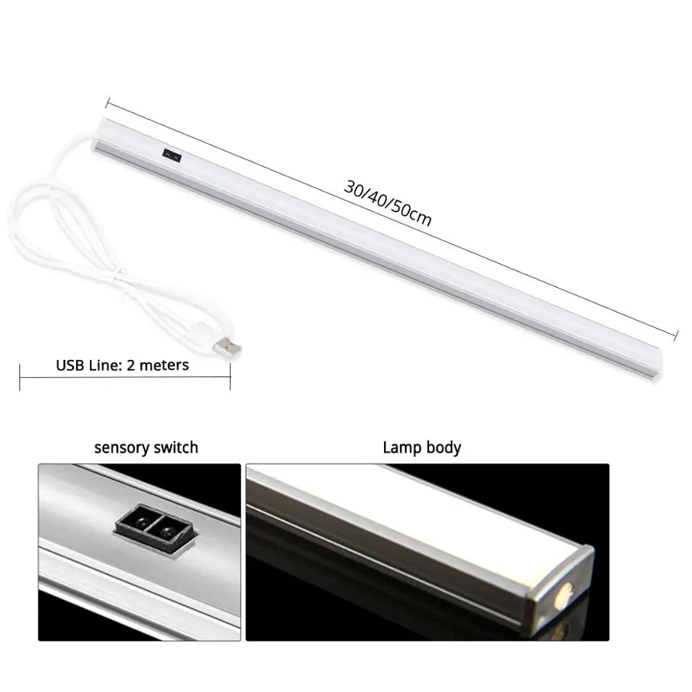 Barra de Luz LED em Perfil de Alumínio 30cm 40cm 50cm Iluminação Interna Luminária para Cozinha Armário Decoração de Natal Luzes de Fundo para Parede