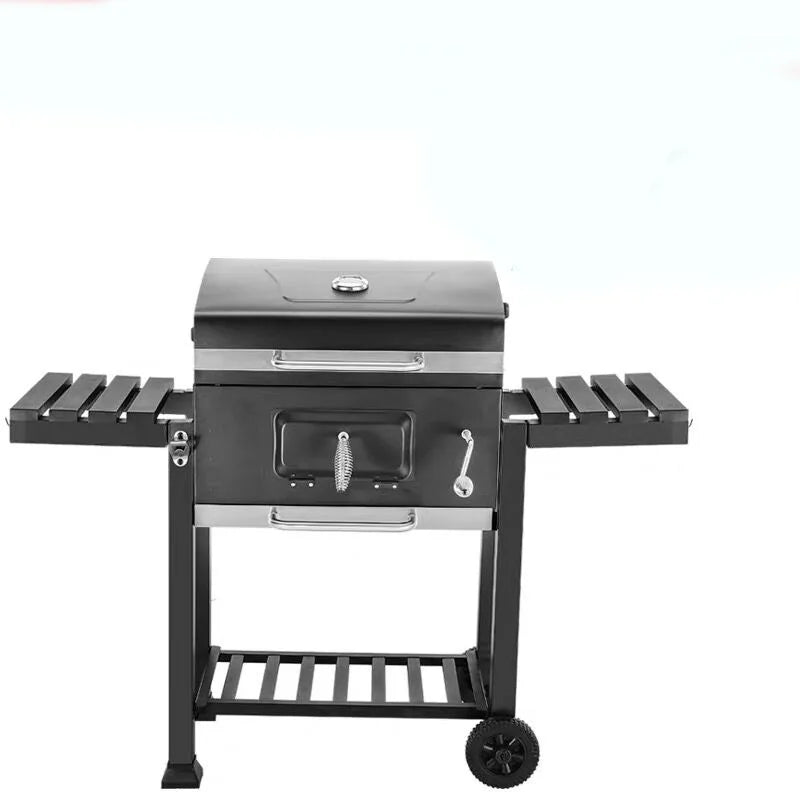 Charcoal Bbq Grill and Smoker Trolley Barrel Smoker Bbq Grills with Side Table - Kasa & Pet