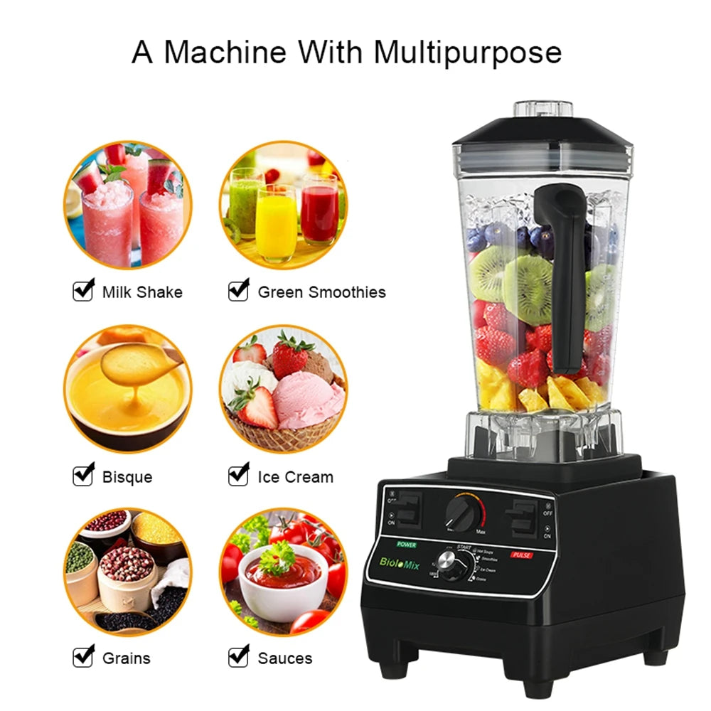BPA Free Electric 2L Commercial Household Professional Blender Mixer Juicer Food Processor Ice Smoothies Crusher 2200W Pure