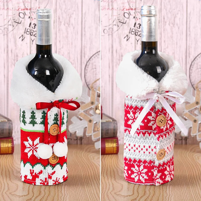 Natal garrafa de vinho capa feliz natal decorações para casa 2025 navidad noel natal ornamentos presente de natal feliz ano novo 2026