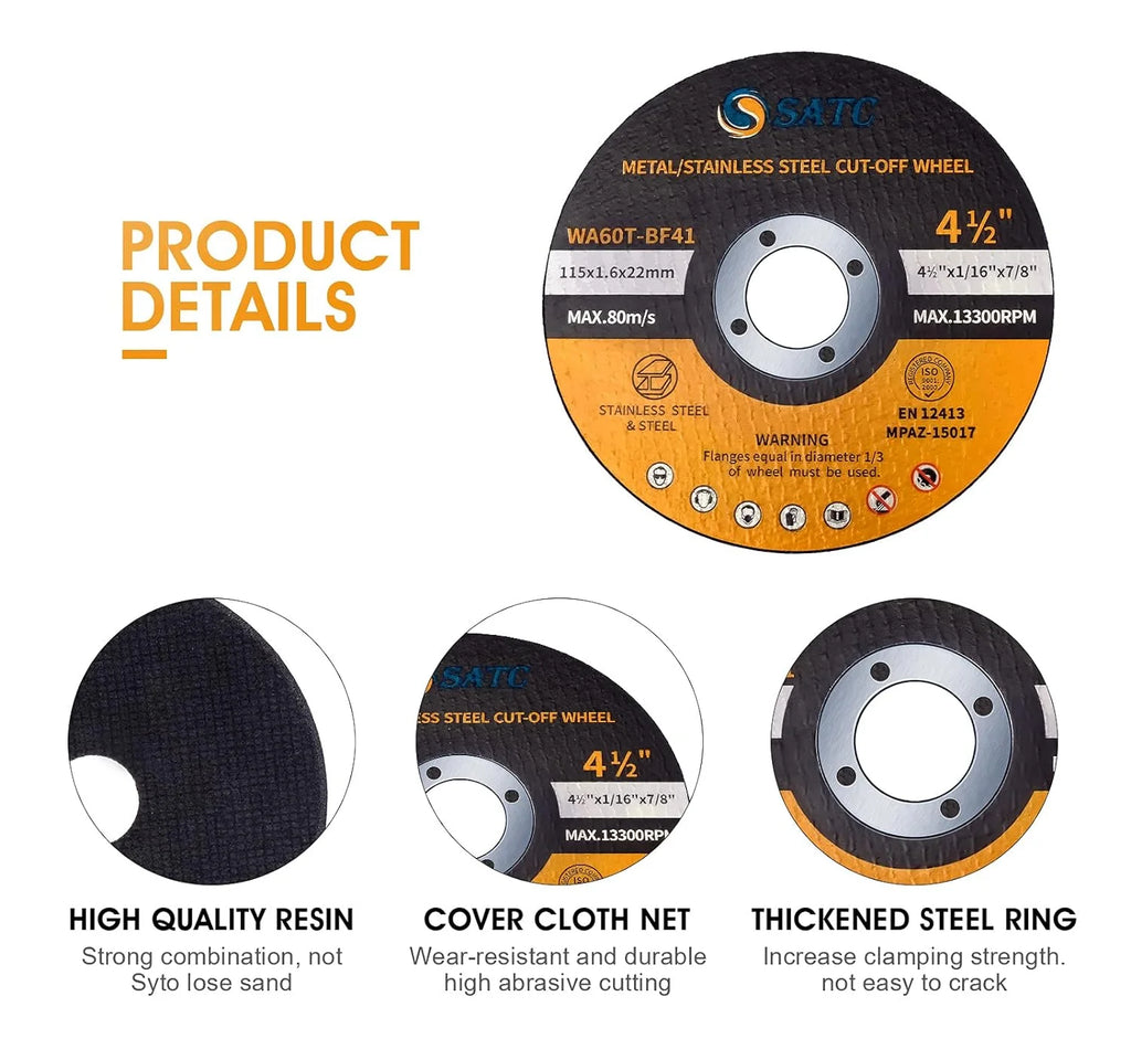 25pcs 4 1/2 Inch Aluminum Oxide Cutting Wheel 4.5 X 1/16 X 7/8 Inch Angle Grinder Abrasive Tool