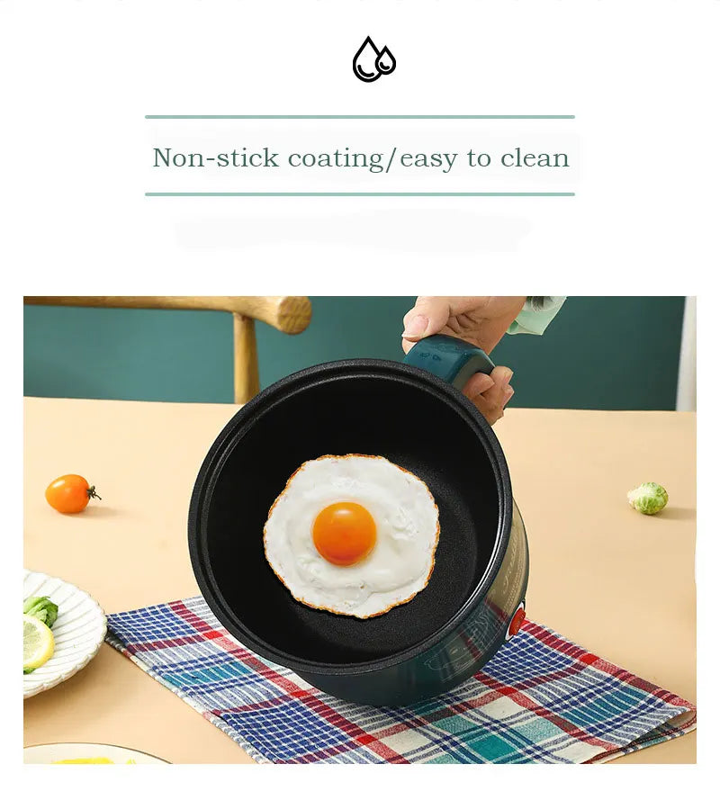 Mini panela multi antiaderente de 1,8l, máquina de cozinhar de camada única/dupla, panela elétrica multifuncional com fogão a vapor para casa
