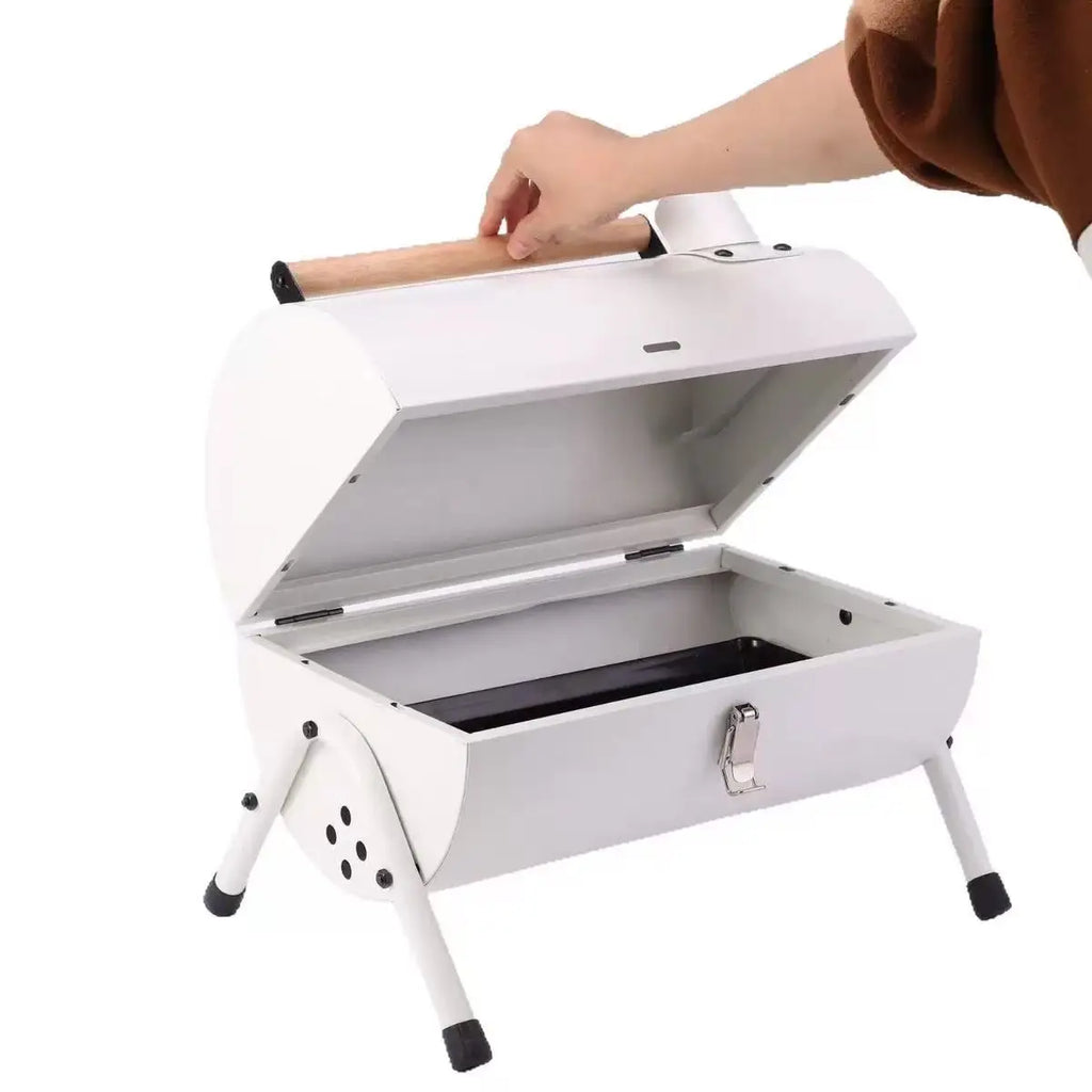 Outdoor Thickened BBQ Grill Portable Multi-Functional with Chimney Double-Sided Household Charcoal Stove Camping Barbecue