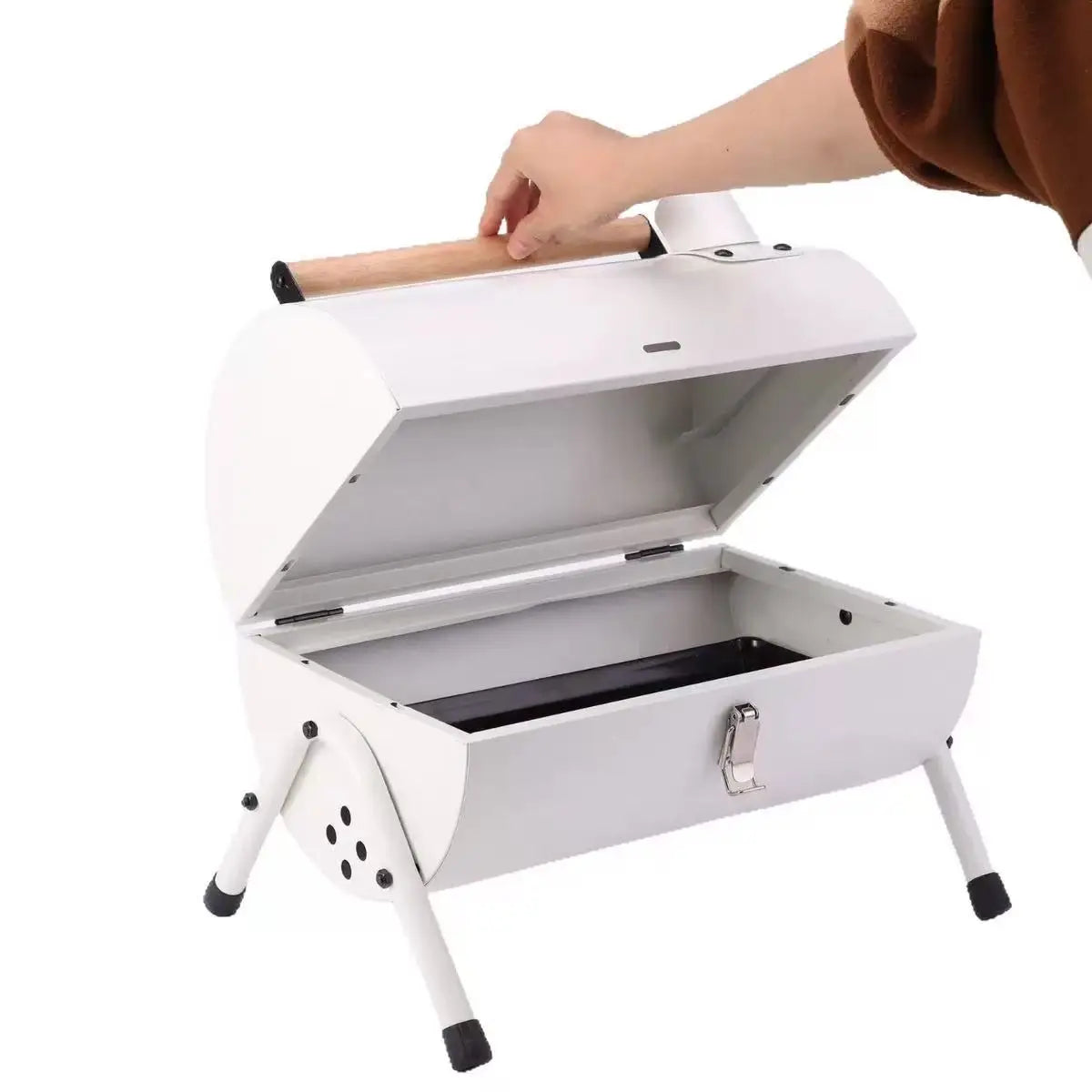 Outdoor Thickened BBQ Grill Portable Multi-Functional with Chimney Double-Sided Household Charcoal Stove Camping Barbecue