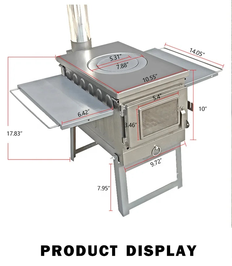 Outdoor Wood Stove Portable Camping Hiking Backpacking Stainless Steel Burning Stove Folding Camping Stove Steel Wood Burning