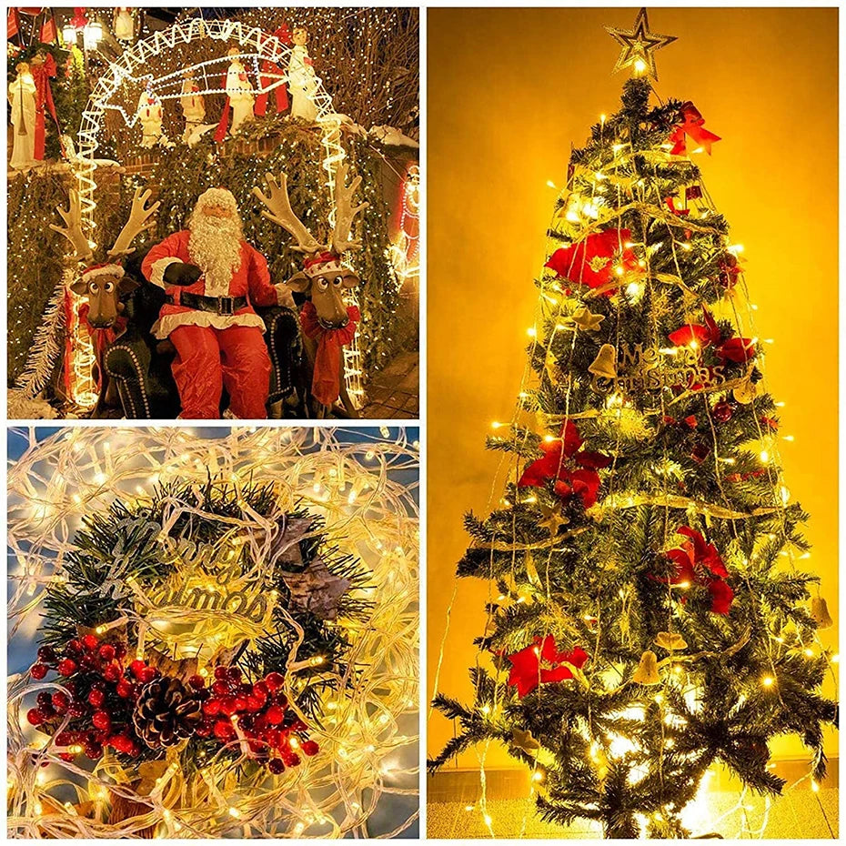 Luzes de Natal LED 24V-31V 100M 50M 30M 20M 10M à Prova d'Água, Guirlanda de Luzes de Fada para Árvore, Iluminação de Natal ao Ar Livre