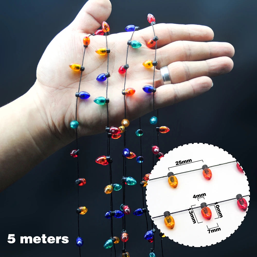 Árvore de Natal Decoração Lâmpada Colorida Guirlanda Pendurada Luz Corda, Festa de Casamento DIY, Xmas Home Ano Novo, Quente, 5m