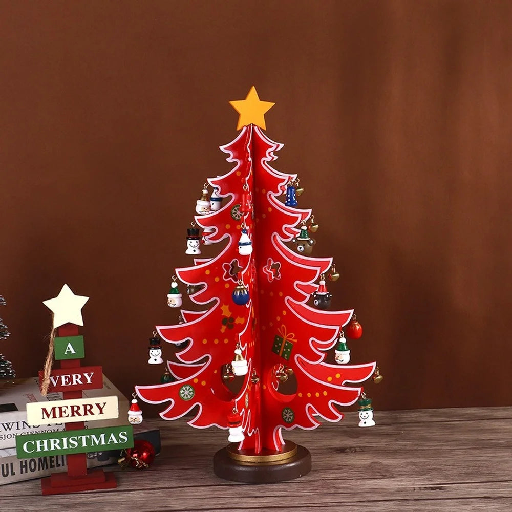 Árvore De Natal De Madeira Decoração Desktop, Brinquedo De Mão, DIY, Montagem, Criativo, Casa, Novo