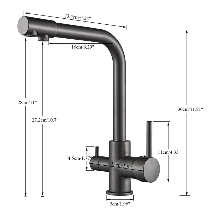 Preto cinza cachoeira torneira da cozinha misturador filtro de água potável torneira da cozinha pia água quente e fria para cozinha