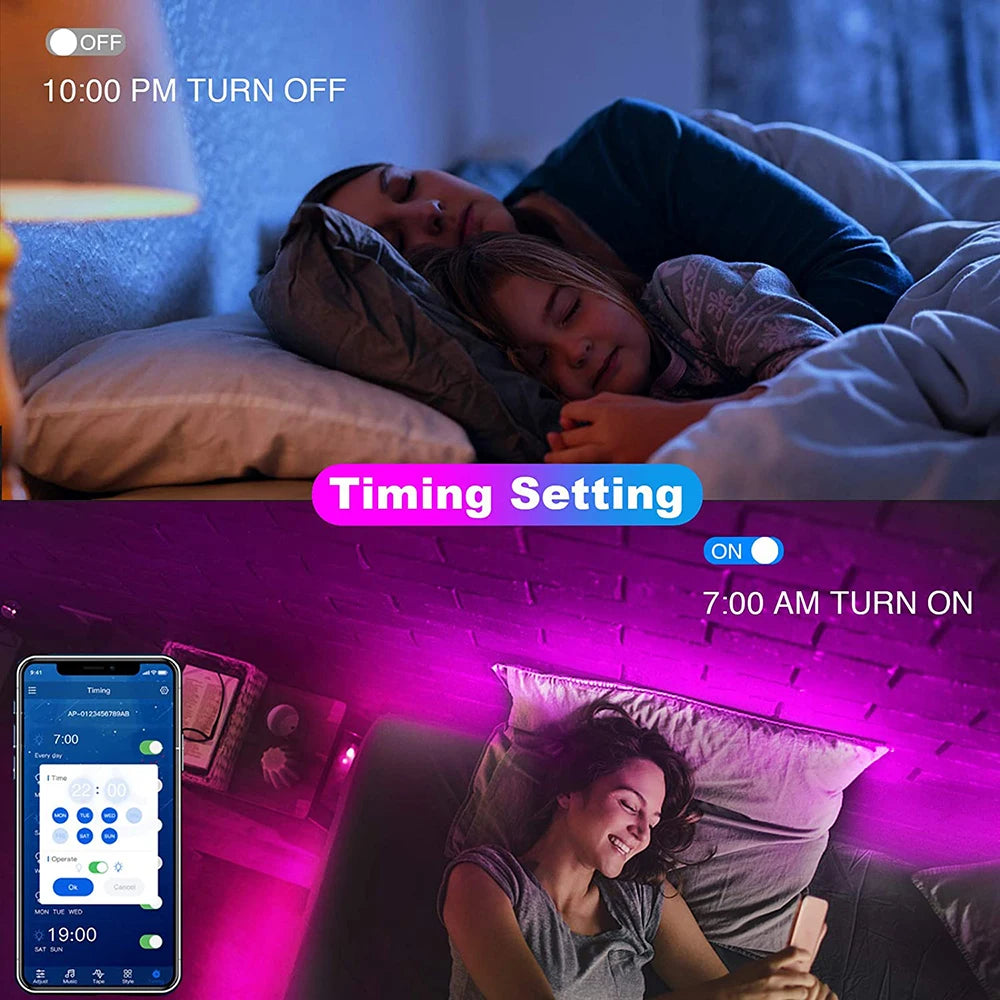 USB Bluetooth LED Strip Light, luzes RGB, lâmpada flexível, fita, auto-adesivo, TV, diodo de mesa, 5050 SMD, 5V