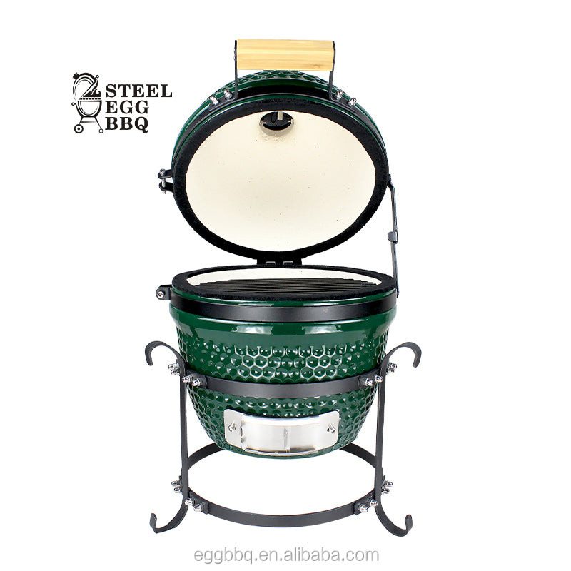 SEB KAMADO 13 Inch Mini Tabletop BBQ Grill Charcoal Ceramic Portable Kamado for Outdoor Kitchen Home and Garden