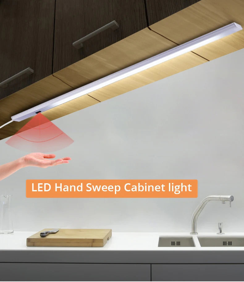 Barra de Luz LED em Perfil de Alumínio 30cm 40cm 50cm Iluminação Interna Luminária para Cozinha Armário Decoração de Natal Luzes de Fundo para Parede