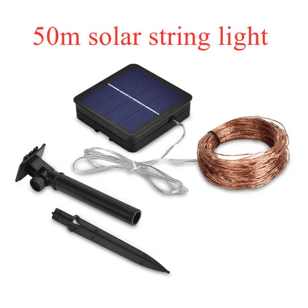 Led ao ar livre solar lamps10m/20m/30m/50m leds luzes da corda de fadas feriado festa natal guirlandas jardim solar à prova dwaterproof água luz