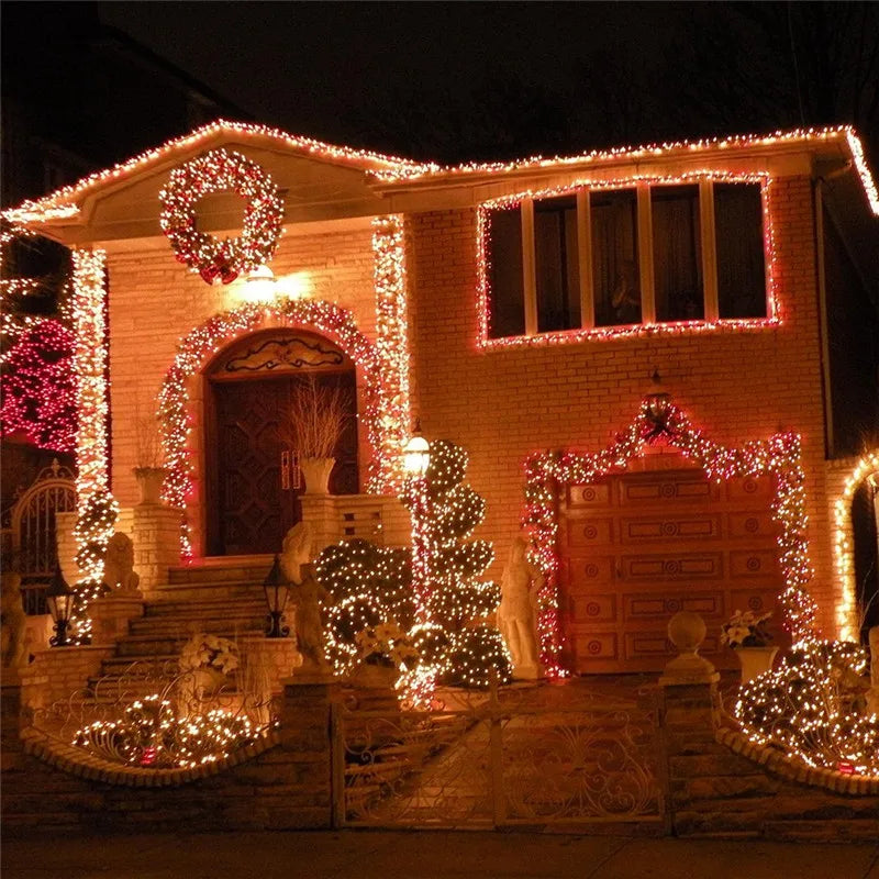 Impermeável LED Garland String Lights, Fairy Light, Árvore de Natal, Decoração do casamento, interior e exterior, 220V, 10m, 20m, 50m, 100m, Lâmpada da UE