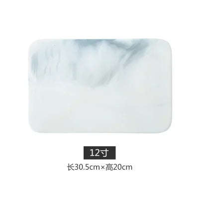 Tábua de corte de mármore para biscoitos de queijo e servir sushi, prato retangular de cerâmica, bandeja de armazenamento, recipiente de alimentos, louça