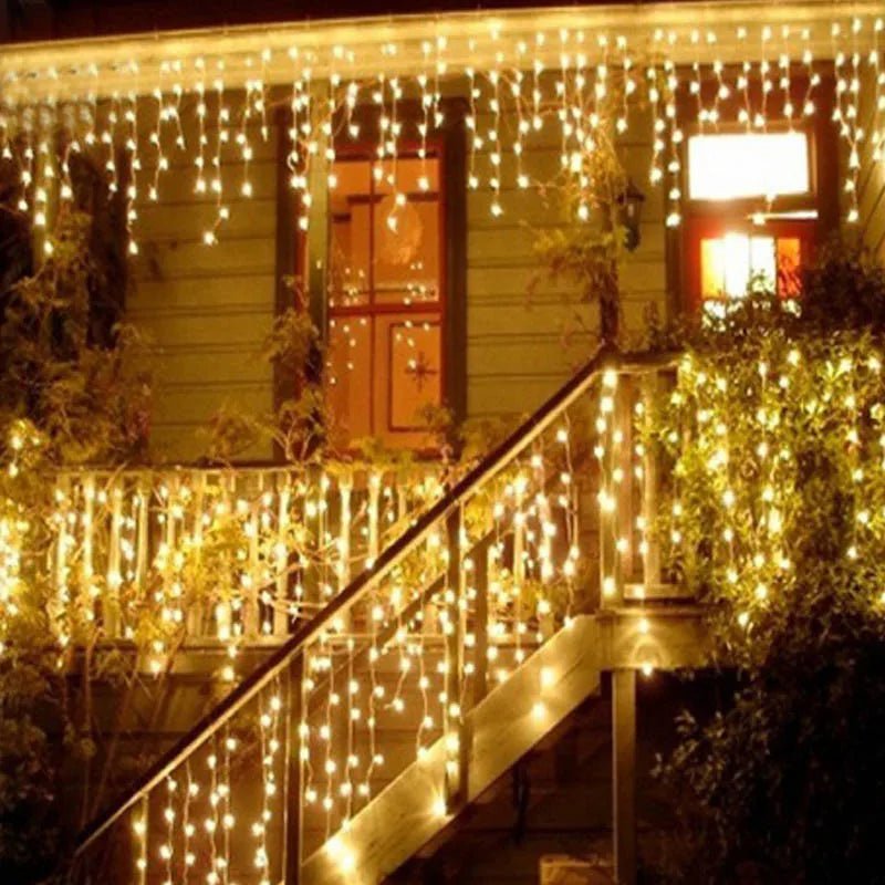 LED Icicle Cortina Icicle String Lights, decoração ao ar livre, luzes decorativas, jardim, festa de Natal, 4m Droop 0.4-0.6m