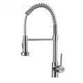 Fapully Contemporary Single-Handle Kitchen Sink Faucet 2-Function Pull-Down Sprayer Brushed Nickel Brass for Bathroom Use