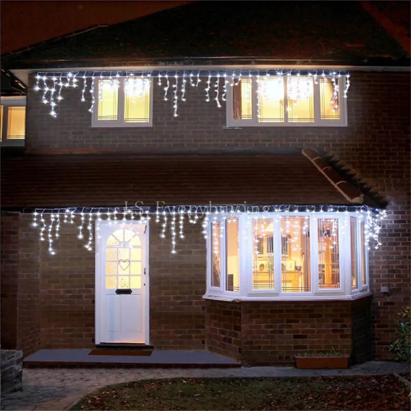 LED Icicle Cortina Icicle String Lights, decoração ao ar livre, luzes decorativas, jardim, festa de Natal, 4m Droop 0.4-0.6m